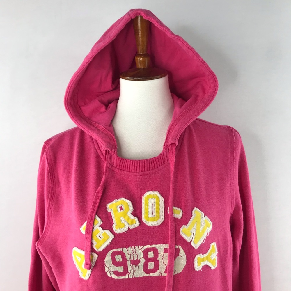 Aeropostale Pink Soft Pullover Kangaroo Pouch Logo Hoodie XL - Picture 3 of 8